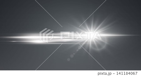 Abstract bright light effect illuminating a dark grey background with horizontal rays Abstract bright light effect illuminating a dark grey background with horizontal rays 141184067