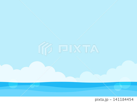 夏の青い海と空の背景イラスト 夏の青い海と空の背景イラスト 141184454