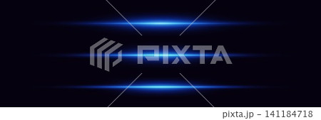 Blue light rays illuminate a dark background, creating a horizontal futuristic design Blue light rays illuminate a dark background, creating a horizontal futuristic design 141184718