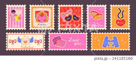 Modern Valentine postage stamps, love card frames Modern Valentine postage stamps, love card frames 141185160