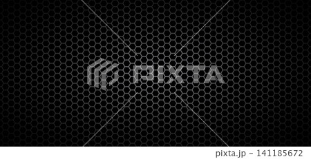 Dark metal hexagon mesh with honeycomb grid pattern. Industrial steel texture background featuring perforated surface and geometric grill structure. Dark metal hexagon mesh with honeycomb grid pattern. Industrial steel texture background featuring perforated surface and geometric grill structure. 141185672