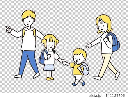 外出する4人家族のイラスト 141185706
