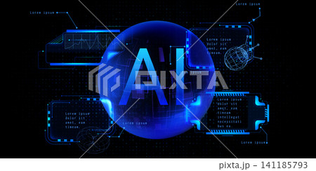 Ai technology background with neon tech frames Ai technology background with neon tech frames 141185793