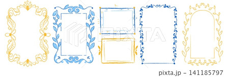 Hand drawn mediterranean frames, doodle borders Hand drawn mediterranean frames, doodle borders 141185797