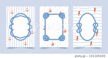 Maritime rope frame poster, cute nautical borders Maritime rope frame poster, cute nautical borders 141185830