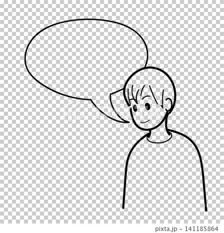 吹き出しと男性(塗なし) 吹き出しと男性(塗なし) 141185864