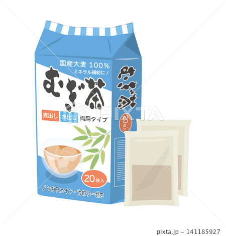 麦茶のパッケージとティーバッグ 麦茶のパッケージとティーバッグ 141185927