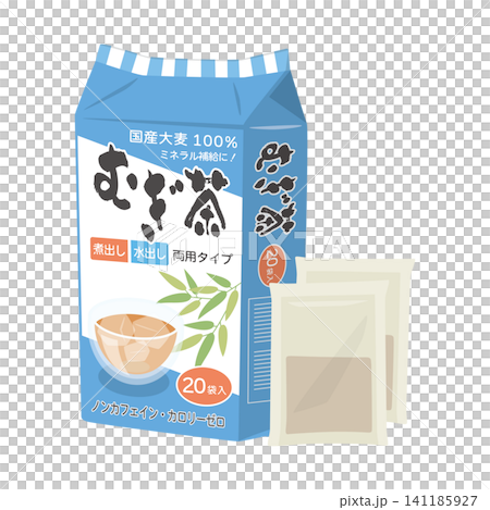 麦茶のパッケージとティーバッグ 麦茶のパッケージとティーバッグ 141185927
