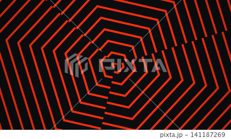 Red and black geometric spiral pattern design 141187269