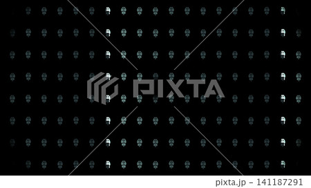 Repeated patterns of skulls on a dark background 141187291