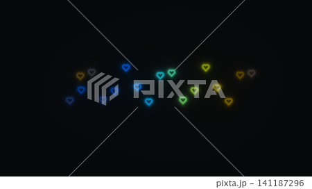 Colorful heart shapes against a dark background 141187296