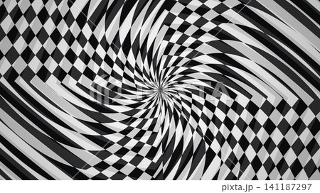 Black and white swirling checkered pattern design Black and white swirling checkered pattern design 141187297