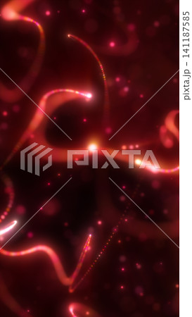 Abstract red neon light trails with glowing particles, curved energy waves, bokeh dots, and dynamic futuristic motion. Abstract red neon light trails with glowing particles, curved energy waves, bokeh dots, and dynamic futuristic motion. 141187585
