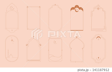 Ramadan arch frames with islamic pattern, door arc Ramadan arch frames with islamic pattern, door arc 141187912