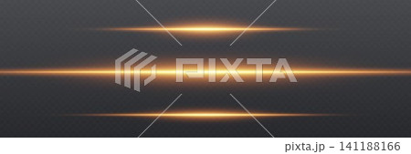 Golden light lines illuminating a dark background, representing technology and motion 141188166