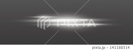 White glowing horizontal lines illustrate abstract light movement on transparent background 141188314