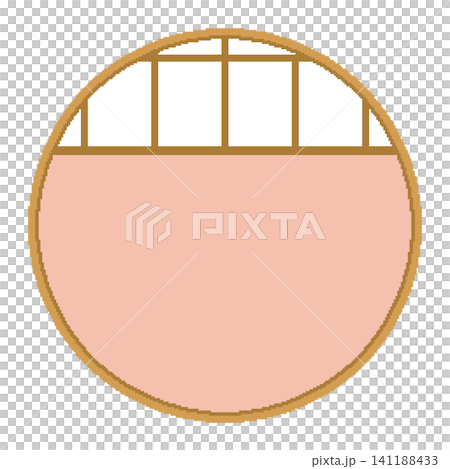Pixel art pink round shoji screen frame 141188433