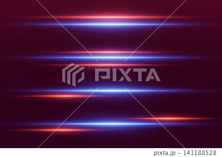 Abstract parallel red and blue glowing light streaks on dark background generating energy effect Abstract parallel red and blue glowing light streaks on dark background generating energy effect 141188528