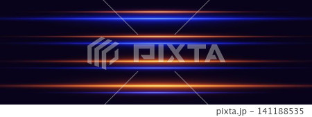 Abstract background with blue and orange glowing horizontal light beams 141188535