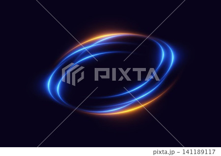 Abstract glowing lines forming dynamic light trails, creating a sense of speed and energy 141189117