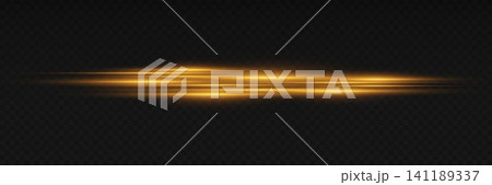 Golden horizontal light rays creating an abstract glowing effect 141189337