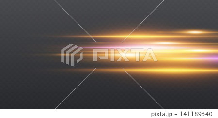 Horizontal glowing lines creating a dynamic light streak motion effect Horizontal glowing lines creating a dynamic light streak motion effect 141189340