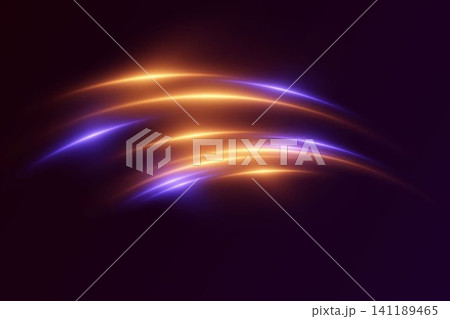 Glowing light streaks forming an energetic movement on a dark background Glowing light streaks forming an energetic movement on a dark background 141189465
