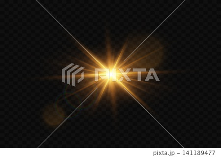 Starburst light creating a bright visual element on transparent background Starburst light creating a bright visual element on transparent background 141189477