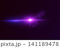 Digital lens flare effect creating a vibrant purple light burst with glowing beams 141189478