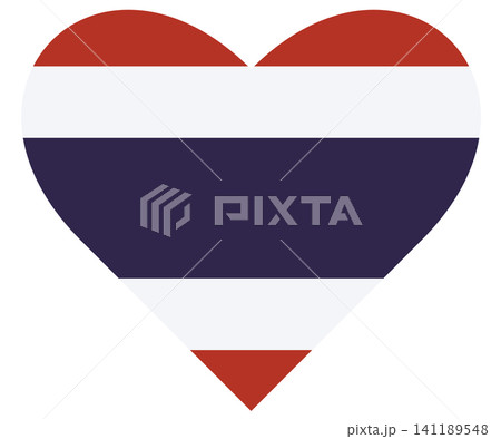 Flag of Thailand isolated in heart shape. Flag of Thailand isolated in heart shape. 141189548