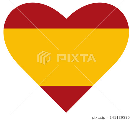 Spain civil flag in heart shape isolated. Civil flag of Spain in heart, love symbol. Spain civil flag in heart shape isolated. Civil flag of Spain in heart, love symbol. 141189550
