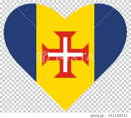 Flag of Madeira island isolated in heart shape. Flag of Madeira island isolated in heart shape. 141189551