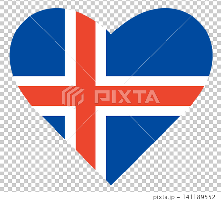 Flag of Iceland in heart shape isolated. Flag of Iceland in heart shape isolated. 141189552