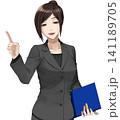ポイントを説明するスーツを着た女性02 141189705