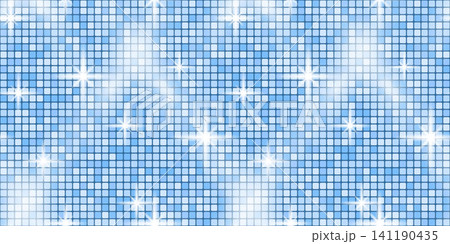 Dance disco ball purple mirror seamless pattern backdrop texture sparkling blue glitter for a vibrant and shimmering design. This vector illustration with a glowing grid tile and iridescent. Dance disco ball purple mirror seamless pattern backdrop texture sparkling blue glitter for a vibrant and shimmering design. This vector illustration with a glowing grid tile and iridescent. 141190435