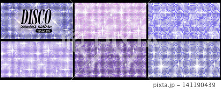 Backdrop glam sparkling with texture disco ball purple and seamless disco pattern. Mirror bar sequin with vector magic light and shine glow luxury. Party club iridescent with dj night girl. Backdrop glam sparkling with texture disco ball purple and seamless disco pattern. Mirror bar sequin with vector magic light and shine glow luxury. Party club iridescent with dj night girl. 141190439