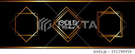 Frame cover casino and gold label luxury with border golden antique. Ornament vintage simple and boarder square rococo with invitation vector line. Elegant frame box and deco gold premium Frame cover casino and gold label luxury with border golden antique. Ornament vintage simple and boarder square rococo with invitation vector line. Elegant frame box and deco gold premium 141190450