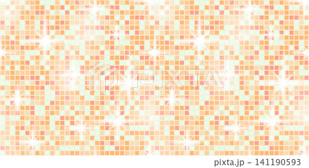 Gold disco pattern bg banner features a glitter sequin texture with champagne background mosaic technology. Bright silk halftone template backdrop and strass star iridescent seamless vector create. 141190593