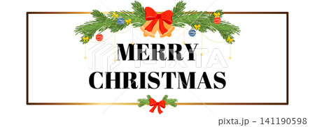 Coupon poster cute voucher golden label sale birthday gift blank space for a festive design. Happy bow banner year fir merry party flyer with congratulations background backdrop retro. 141190598