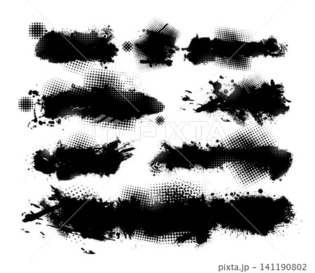 Splatter Paint Texture . Set Black Spray Blot of Ink. Place illustration Over any Object to Create Grungy Effect . hand drawn. Not AI, Vector Splatter Paint Texture . Set Black Spray Blot of Ink. Place illustration Over any Object to Create Grungy Effect . hand drawn. Not AI, Vector 141190802
