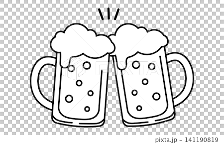 A toast with beer: An illustration of two beer mugs clinking together. A toast with beer: An illustration of two beer mugs clinking together. 141190819
