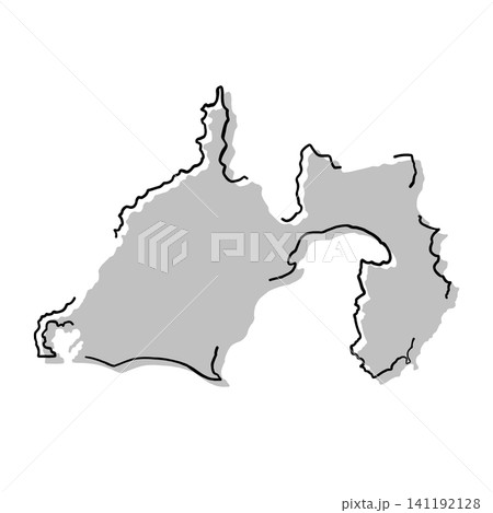 静岡県の地図シルエットイラスト|グレー・手描き風・線画 静岡県の地図シルエットイラスト|グレー・手描き風・線画 141192128