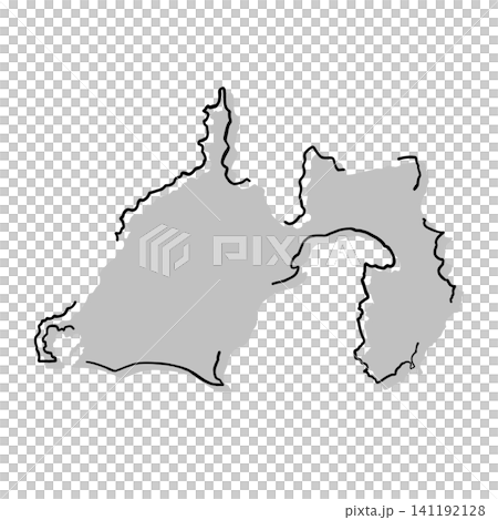 Silhouette illustration of a map of Shizuoka Prefecture | Gray, hand-drawn style, line art Silhouette illustration of a map of Shizuoka Prefecture | Gray, hand-drawn style, line art 141192128
