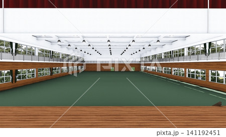避難所設営前の学校体育館 広い屋内空間 防災・災害対策イメージ 3Dイラスト 避難所設営前の学校体育館 広い屋内空間 防災・災害対策イメージ 3Dイラスト 141192451
