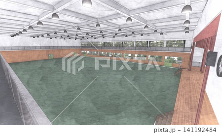 避難所設営前の学校体育館 広い屋内空間 防災・災害対策イメージ 3Dイラスト 避難所設営前の学校体育館 広い屋内空間 防災・災害対策イメージ 3Dイラスト 141192484