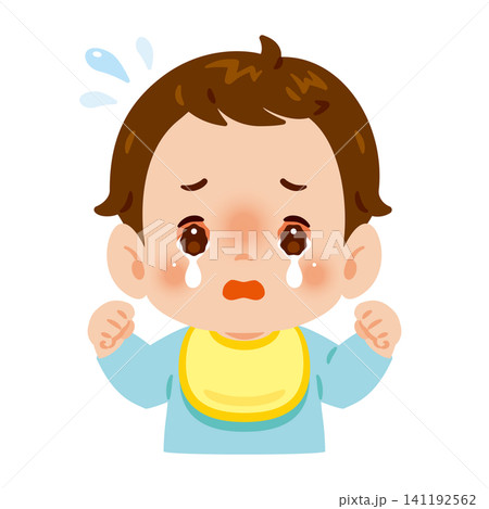 目が充血して涙目の男の子の赤ちゃん 上半身イラスト 目が充血して涙目の男の子の赤ちゃん 上半身イラスト 141192562