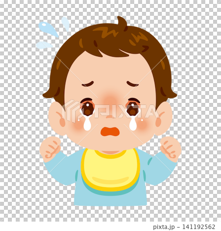 目が充血して涙目の男の子の赤ちゃん 上半身イラスト 目が充血して涙目の男の子の赤ちゃん 上半身イラスト 141192562