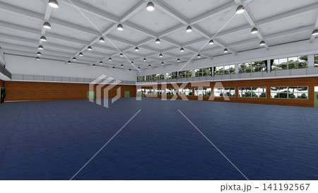 避難所設営前の学校体育館 広い屋内空間 防災・災害対策イメージ 3Dイラスト 避難所設営前の学校体育館 広い屋内空間 防災・災害対策イメージ 3Dイラスト 141192567