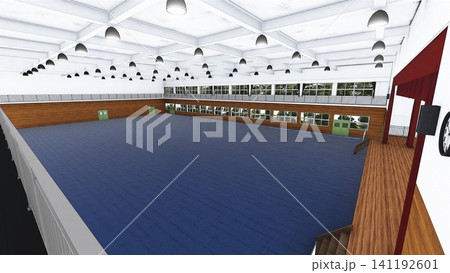避難所設営前の学校体育館 広い屋内空間 防災・災害対策イメージ 3Dイラスト 避難所設営前の学校体育館 広い屋内空間 防災・災害対策イメージ 3Dイラスト 141192601