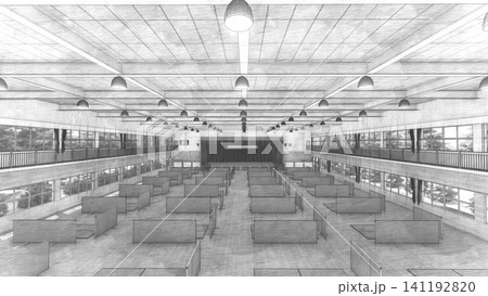 体育館の避難所に設置されたダンボール間仕切り 防災・災害対策イメージ 3Dイラスト 人物あり 体育館の避難所に設置されたダンボール間仕切り 防災・災害対策イメージ 3Dイラスト 人物あり 141192820